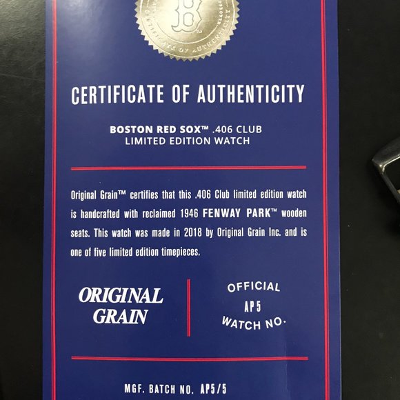 Fenway Park .406 Club x Original Grain Watch